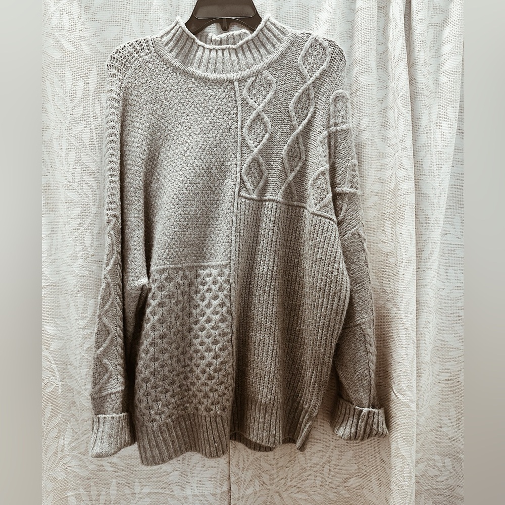 Grey American Eagle oversized knit patterned sweater | Size XL